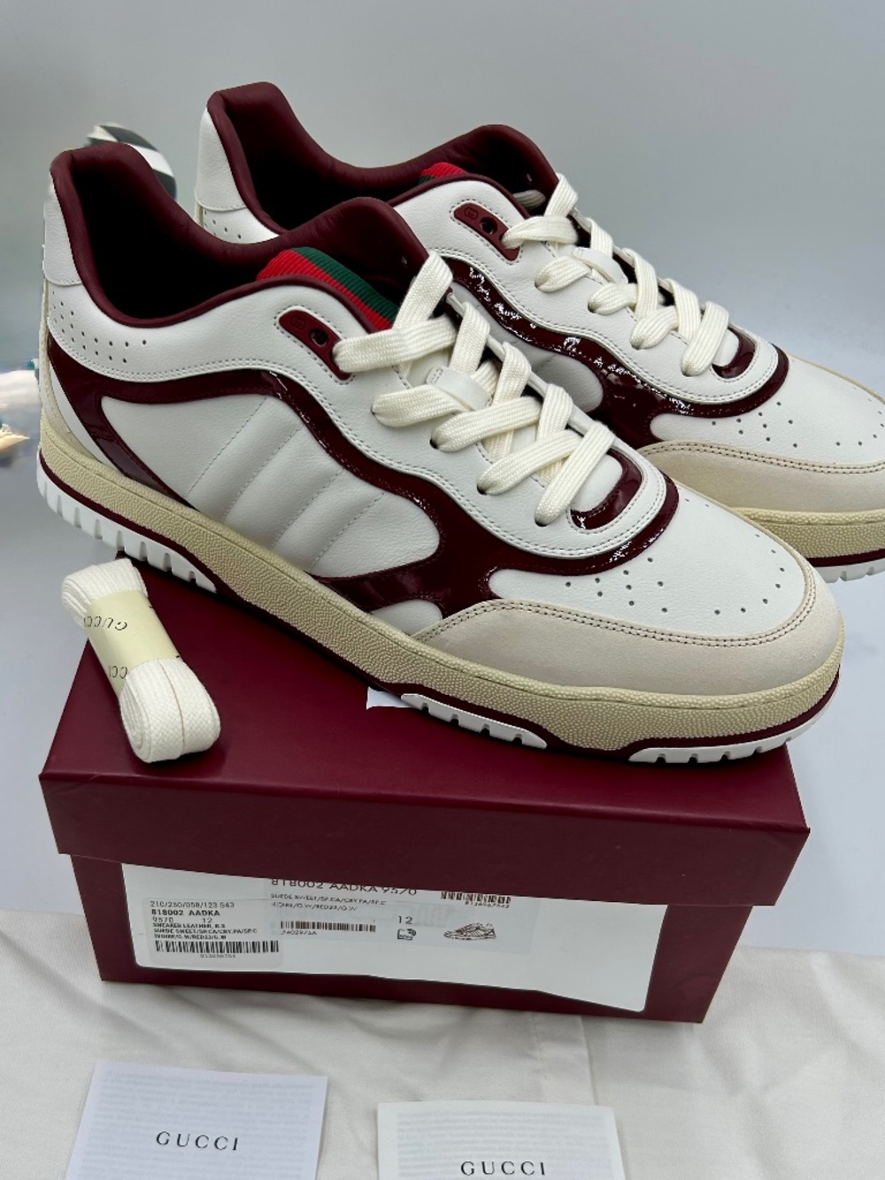 Men’s Gucci Re-Web Low-Top Sneakers.  Size 12/fits 12.5 US. Made in Italy.